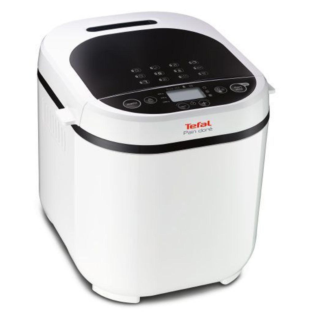 Mașină de pâine Pain Dore PF210138, 720 W, 12 programe, pornire programabilă, păstrare la cald, tavă pătrată, cu înveliș antiaderent, 3 accesorii, carte de rețete, 1 KG, alb