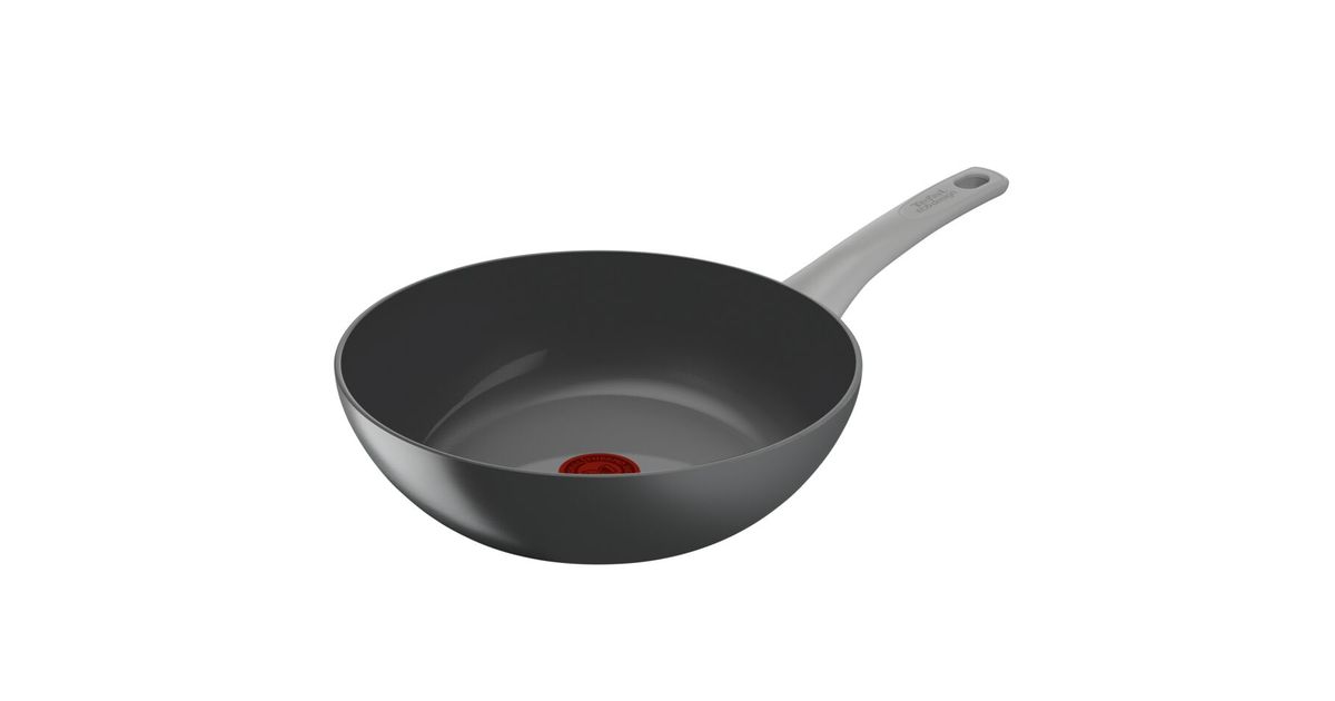 TKO Tigaie wok Tefal Renew On 28cm ceramic gri aluminiu reciclat