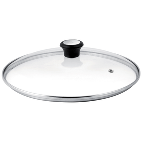 Capac Exception 28097512, orificiu pentru abur, mâner ergonomic, margine de inox, 24 cm, sticlă