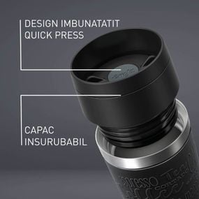 Termos Tefal Travel Mug Classic N2022010, inox, 0.5 L, 100% etanș, functie Quick Press, argintiu & negru