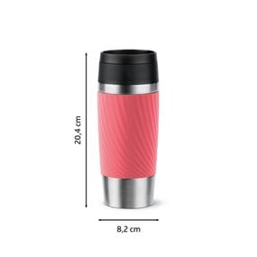 Termos Tefal Travel Mug Classic N2024410, 0.36 L, pastrare la rece 12 ore, pastrare la cald 6 ore, roz & argintiu