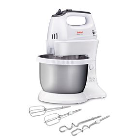 Mixer Quick Mix HT312138, 300 W, 5 trepte de viteză, funcție Turbo, bol rotativ 3.5 L, 2 teluri, 2 cârlige, alb