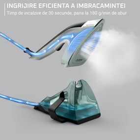 Aparat de călcat vertical cu abur 2 în 1 Tefal Duo Power JF4031E0, 1700W, jet de abur 180 g/min, abur variabil 25 g/min, 400 ml, talpă ceramică, oprire automată, verde & negru