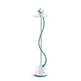 Aparat de călcat vertical cu abur Tefal ProStyle One IT2460E0, 1800 W, abur variabil de până la 37 g/min, încălzire rapidă în numai 45 de secunde, 2 nivele de cantitate, perie pentru țesături și mănușă inclusă, alb /albastru
