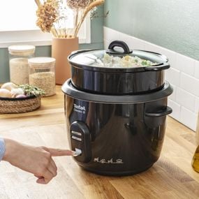 Aparat de gătit multifuncțional Tefal Classic 2 RK103811, 600W, multicooker cu 3 programe de gătit, capacitte vas 5L, funcție menținere la cald, funcție gătire la aburi, negru