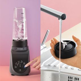 Blender Tefal Blend Up Essential BL1EHBF0, 800 W, 0.6 L, tehnologie Powelix, 4 lame inox, 6 programe automate, functie autocuratare, negru
