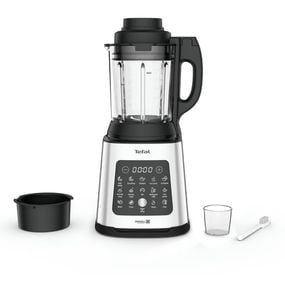 Blender Tefal PerfectMix Cook BL83SD30, 1400W, capacitate 1.75L, viteză variabilă, 10 programe pentru rețete calde și reci, funcție de gătire la aburi, funcție de marunțire a gheții, lame detașabile Powelix, argintiu & negru