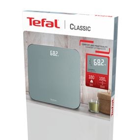 C&acirc;ntar de baie Tefal Classic PP1903V0, 180 KG, gradații la 100 g, 31 x 31 cm, sticlă, gri