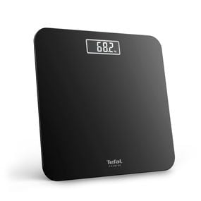 Cântar de baie Tefal Premiss PP1800V0, 160 kg, gradații la 100 g, 30 x 30 cm, sticlă, baterii incluse, negru