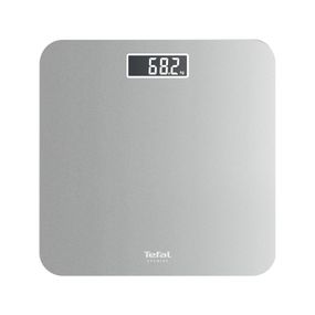 Cântar de baie Tefal Premiss PP1801V0, 160 kg, gradații la 100 g, 30 x 30 cm, sticlă, baterii incluse, argintiu
