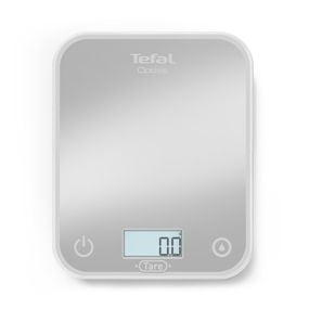 Cantar de bucătărie Tefal Optiss BC50U4V0, 5 kg, sticlă securizată, funcție Tara, cantarire a lichidelor, precizie 0.5g, afisaj LCD, cârlig de agățat, gri