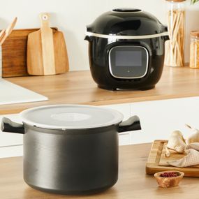 Capac pentru depozitare Tefal XA608000, compatibil cu vasul de gătit al multicooker-ului Tefal Cook4me, seriile CY85xx, CY91xx, CY94xx si CY96xx, &icirc;nchidere etanșă, alb