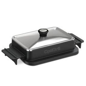 Capac pentru gătit Tefal XA731810, compatibil cu grătarul electric OptiGrill 4 &icirc;n 1 și OptiGrill 2 &icirc;n 1, inox, compatibil cu mașina de spălat vase, seriile GC774xx, GC773xx, GC772xx, argintiu