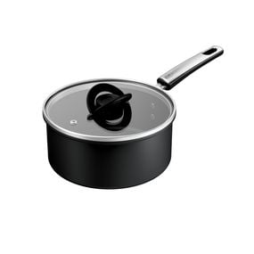 Cratita cu capac Tefal Excellence+ G3303202, 24 cm, invelis antiaderent, tehnologie FUSIONCORE, Thermo-Signal™, maner nituit, aluminiu, inductie, negru