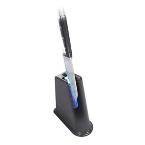 Cuțitul bucătarului & suport Tefal EverSharp Pro K297S244, inox german, m&acirc;ner ergonomic, sistem de ascuțire integrat, negru & argintiu