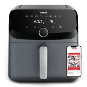 Friteuză cu aer cald Tefal Easy Fry Mega EY855BE0, 2020W, 7.5 L - Air fryer cu 8 programe automate, vas detașabil, display LCD, temperatură 80&deg;C - 200&deg;C, timer 60 minute, gri