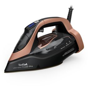 Fier de călcat cu abur Tefal Ultimate Power Pro FV9E50E0, 3200W, jet de abur 300 g/min, abur variabil 0-85 g/min, panou comanda LED, oprire automată, sistem anticalcar, negru & maro