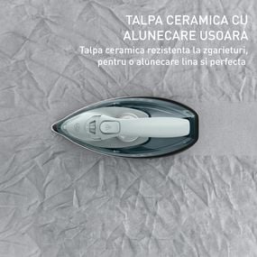 Fier de calcat fara fir Tefal Freemove Power FV6670E0, 2600W, jet abur 220 g/min, abur variabil 0 - 40 g/min, recipient apa 250 ml, sistem anticalcar, talpa ceramica, incalzire rapida in 30s, calcare verticala, verde & negru