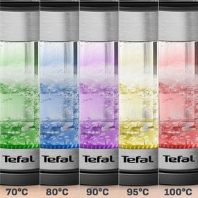 Fierbator de apa Tefal Element BJ760DE0, 2200 W, 1.7 L, 5 trepte temperatura, indicator luminos temperatura, infuzor pentru ceai, baza rotativa, argintiu & negru