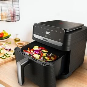 Friteuza cu aer cald Tefal Easy Fry Mega Compact EY8618E0, 2020 W, capacitate 7.5 L, - Ai fryer cu 8 programe automate, temperatura ajustabila, display digital, oprire automata, negru 