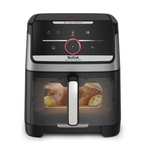 Friteuză cu aer cald Tefal Easy Fry Silence EY876DE0, 1800W, capacitate 7 L, 12 programe, oprire automată, temperatură ajustabilă, ecran LCD, tehnologie Extra-Crisp, argintiu & negru