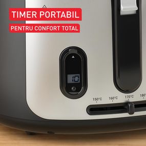 Friteuză Tefal Filtra Vision+ FF2588E0, 1900W, capacitate ulei 2.1L, capacitate alimente 1.2 KG, înveliș antiaderent, filtru metalic, fereastră pentru monitorizare, argintiu & negru