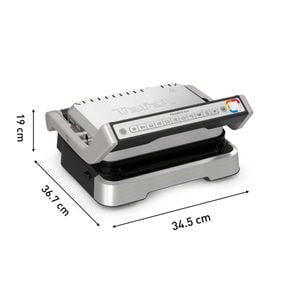 Grătar electric 4in1 multifuncțional TEFAL OptiGrill Inox GC774D30, 9 programe, conectivitate la aplicație, tava pentru cuptor, tavi detasabile, argintiu & negru