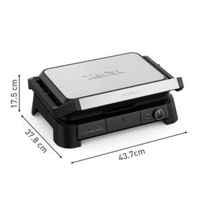 Grătar electric multifuncțional Tefal SuperGrill 3 in 1 XL GC520DE0, 2000W, plăci detașabile, 3 trepte temperatură, funcție cuptor & barbeque, 800 cm2, negru & argintiu