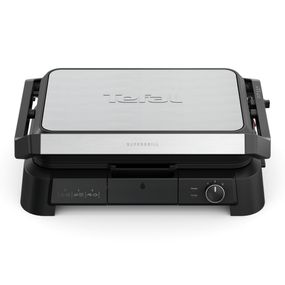 Grătar electric multifuncțional Tefal SuperGrill 3 in 1 XL GC520DE0, 2000W, plăci detașabile, 3 trepte temperatură, funcție cuptor & barbeque, 800 cm2, negru & argintiu