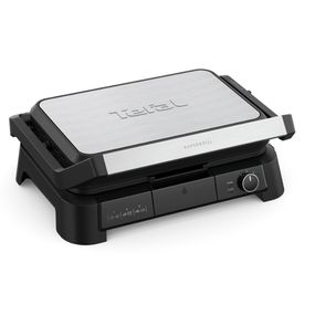 Grătar electric multifuncțional Tefal SuperGrill 3 in 1 XL GC520DE0, 2000W, plăci detașabile, 3 trepte temperatură, funcție cuptor & barbeque, 800 cm2, negru & argintiu