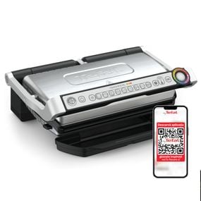 Grătar electric OptiGrill+ XL Snacking & Baking GC724D12, 9 programe, indicator nivel gătire, mod manual 4 nivele, plăci antiaderente din aluminiu turnat, tavă colectare lichide, tavă gustare și coacere, argintiu
