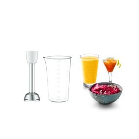 Mixer de mână Prep'Mix HT462138, 500 W, 5 trepte de viteză, funcție Turbo, 2 teluri, 2 cârlige, picior pasator, pahar gradat, alb