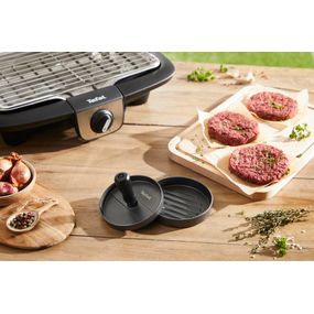 Presă pentru burgeri Tefal K1851134, 12 cm, acoperire antiaderentă, crestături pentru formare uniformă, compatibilă cu mașina de spălat vase, gri & negru