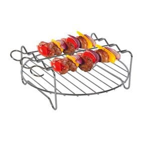 Set 4 accesorii Tefal XA112010, 17 cm, compatibile cu friteuzele cu aer cald Easy Fry XL, tavă pentru pizza, vas pentru copt, grătar pentru friptură, suport pentru frigărui, inox și strat antiaderent, seriile EY1xxx, EY2xxx, EY5xxx, CY754xxx, negru