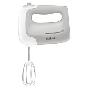 Mixer de mână Tefal Prep'Mix HT450B38, 450W, 5 trepte viteză, 2 teluri, 2 cârlige, funcție turbo, alb & gri