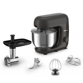 Robot de bucătărie Tefal Bake Essential QB161H38, 800W, capacitate vas 4.8 L, 3 funcții - tel, accesoriu incorporare, cârlig aluaturi grele, 6 trepte de viteză, negru
