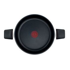 Oala cu capac Tefal Easy Series B5924602, 24 cm, 2.67 L, aluminiu, invelis antiaderent Titanium, indicator Thermo-Signal™, capac din sticla, margini gradate, rosu