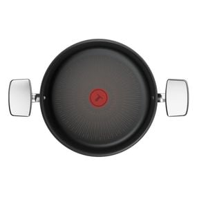 Oala cu capac Tefal Excellence+ G3285353, 28 cm, 8.4 L, invelis antiaderent, tehnologie FUSIONCORE, Thermo-Signal™, manere nituite, aluminiu, inductie, negru