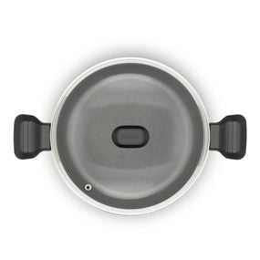 Oala cu capac Tefal So Intensive D5064662, 24 cm, aluminiu, invelis antiaderent Titanium Extra, capac din sticla, exterior emailat, negru