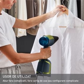 Pachet PROMO Aparat de călcat vertical cu abur Tefal AeroSteam DT9810F0 & Aparat de curățat scame Tefal JB7002E0