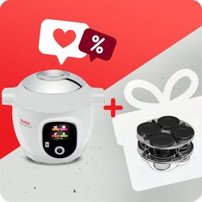Pachet PROMO Multicooker inteligent cu gatire sub presiune Tefal Cook4Me+ CY851130 & Set de 8 recipiente de sticla cu capac si suport Tefal XA6140E0