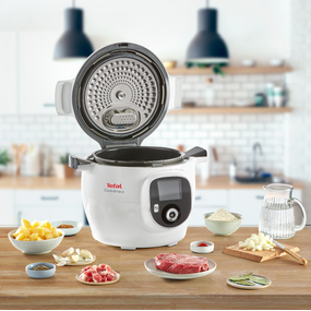 Pachet PROMO Multicooker inteligent cu gatire sub presiune Tefal Cook4Me+ CY851130 & Accesoriu multicooker pentru prajit Tefal Cook4Me+ Extra Crisp Lid EY150830