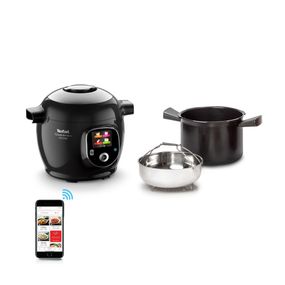 Pachet PROMO Multicooker inteligent Tefal Cook4Me+ Connect CY855830 & Set de 8 recipiente de sticla cu capac si suport Tefal XA6140E0