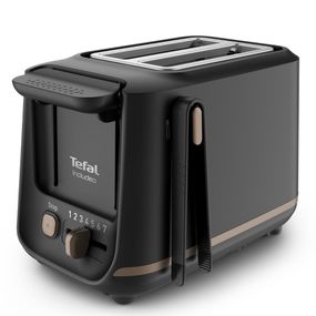 Prăjitor de pâine Tefal Includeo TT533811, 850W, capacitate 2 felii, 7 trepte de rumenire, buton oprire, clește inclus, mâner ridicare, negru & auriu