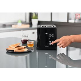 Prajitor de paine Tefal Smart'n Light TT640810, 850W, 2 felii, ecran digital, 3 functii dedicate, 7 niveluri de rumenire, negru