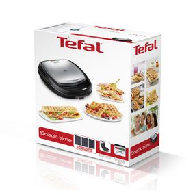 Sandwich maker multifuncțional 3in1 SNACK TIME SW342D38, 3 plăci, indicator sfârşit preîncălzire, măner izolat,  dispozitiv pentru blocare inox/negru