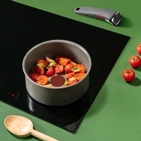 Set 4 piese Tefal Ingenio Renew L2609402, oale 16 / 18 / 20 cm, m&acirc;ner detașabil, inducție, &icirc;nveliș antiaderent ceramic, 100% aluminiu reciclat, gri