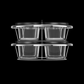 Set de 8 recipiente de sticlă cu capac și suport Tefal XA6140E0, compatibile cu aparatul de gătit multicooker Tefal Cook4me, seriile CY85xx, CY91xx, CY94xx si CY96xx, transparent