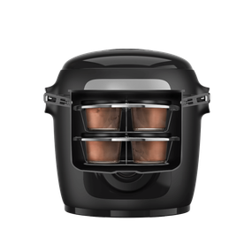 Set de 8 recipiente de sticlă cu capac și suport Tefal XA6140E0, compatibile cu aparatul de gătit multicooker Tefal Cook4me, seriile CY85xx, CY91xx, CY94xx si CY96xx, transparent