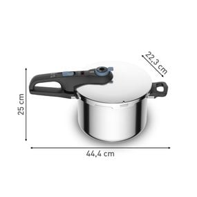 Set de 2 oale sub presiune Tefal Secure Trendy P2584301, 4 / 6 L, sistem siguranta in 5 puncte, 2 programe de gatire, compatibil cu inductia, argintiu
